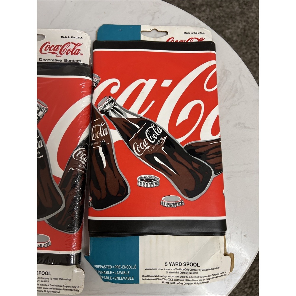 Genuine Vintage Red Coca Cola Coke Soda Bottles Caps Wall Paper Border Roll 30'‎ - Picture 2 of 9